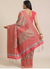 Woven Work Beige and Hot Pink  Trendy Classic Saree - 1