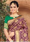 Woven Work Green and Purple Contemporary Style Saree - 1