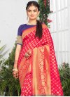 Navy Blue and Rose Pink Contemporary Style Saree For Casual - 1