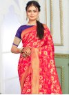 Navy Blue and Rose Pink Contemporary Style Saree For Casual - 1