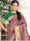 Woven Work Green and Purple Designer Traditional Saree - 1