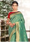 Woven Work Maroon and Teal Contemporary Style Saree - 1