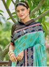 Navy Blue and Turquoise Woven Work  Designer Traditional Saree - 1