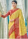Cotton Red and Yellow Woven Work Designer Contemporary Saree - 1