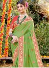 Cotton Olive and Red Designer Traditional Saree - 1