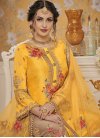 Brown and Gold Faux Georgette Sharara Salwar Kameez - 1