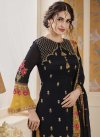 Art Silk Black and Gold Embroidered Work Palazzo Style Pakistani Salwar Suit - 1