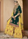 Embroidered Work Faux Georgette Bottle Green and Yellow Palazzo Designer Salwar Suit - 1