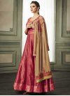 Beige and Rose Pink Embroidered Work Readymade Designer Gown - 1