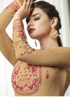 Beige and Rose Pink Embroidered Work Readymade Designer Gown - 2