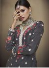 Faux Georgette Palazzo Straight Salwar Kameez For Ceremonial - 1