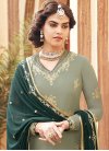 Sea Green and Teal Embroidered Work Designer Palazzo Salwar Suit - 1