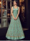Navy Blue and Turquoise Net Jacket Style Floor Length Suit For Festival - 2