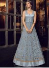 Light Blue and Navy Blue Jacket Style Floor Length Suit For Ceremonial - 1