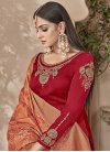 Crimson and Red Embroidered Work Palazzo Style Pakistani Salwar Suit - 1