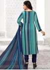 Navy Blue and Turquoise Pant Style Pakistani Salwar Suit - 1