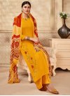 Art Silk Embroidered Work Palazzo Style Pakistani Salwar Suit - 1