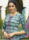 Embroidered Work Aqua Blue and Grey Pant Style Classic Suit - 1