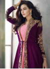 Pink and Purple Jacket Style Long Length Suit For Festival - 2