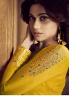 Shamita Shetty Green and Yellow Embroidered Work Palazzo Style Pakistani Salwar Suit - 2