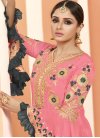 Grey and Pink Palazzo Straight Salwar Kameez For Ceremonial - 1