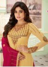 Shamita Shetty Rose Pink and Yellow Designer Kameez Style Lehenga Choli - 1