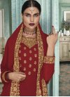 Faux Georgette Embroidered Work Long Length Layered Salwar Suit - 1