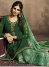 Embroidered Work Green and Sea Green Crepe Silk Trendy Straight Salwar Suit - 1