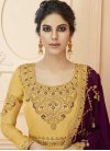 Embroidered Work Tussar Silk Long Length Anarkali Suit - 2