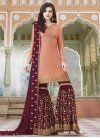 Maroon and Peach Embroidered Work Sharara Salwar Suit - 2