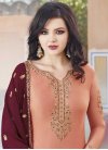 Maroon and Peach Embroidered Work Sharara Salwar Suit - 1