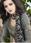 Grey and Navy Blue Faux Georgette Sharara Salwar Suit - 2