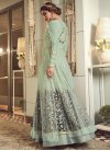 Grey and Turquoise Long Length Designer Anarkali Suit - 1