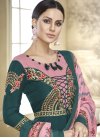 Pink and Teal Embroidered Work Designer Palazzo Salwar Suit - 2