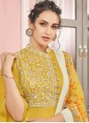 Off White and Yellow Readymade Long Length Suit For Ceremonial - 1