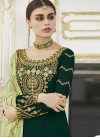 Embroidered Work Bottle Green and Mint Green Faux Georgette Designer Kameez Style Lehenga - 1