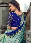 Aqua Blue and Blue Embroidered Work Banarasi Silk Trendy Lehenga - 1