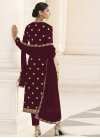 Embroidered Work Faux Georgette Pant Style Pakistani Suit - 1