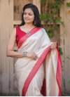 Off White and Red Woven Work Trendy Classic Saree - 1