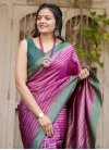 Woven Work Bottle Green and Purple Traditional Designer Saree - 1