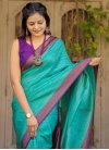 Purple and Turquoise Designer Contemporary Saree For Ceremonial - 1