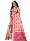 Beige and Rose Pink Banarasi Silk Classic Saree - 2
