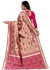 Beige and Rose Pink Banarasi Silk Classic Saree - 1