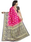 Navy Blue and Rose Pink Thread Work Traditional Saree - 2