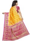 Mustard and Rose Pink Banarasi Silk Designer Contemporary Saree - 2