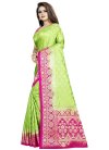 Banarasi Silk Mint Green and Rose Pink Thread Work Designer Contemporary Style Saree - 1