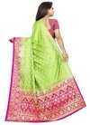 Banarasi Silk Mint Green and Rose Pink Thread Work Designer Contemporary Style Saree - 2