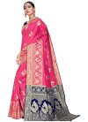 Hot Pink and Navy Blue Art Silk Designer Traditional Saree - 1