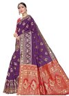Purple and Red Trendy Classic Saree - 1