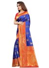 Blue and Orange Woven Work Designer Contemporary Saree - 1